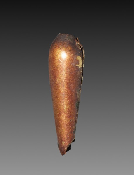 Teardrop-Shaped Bead, 1980-1801 BC. Egypt, Middle Kingdom, Dynasty 12. Gold over calcite gesso