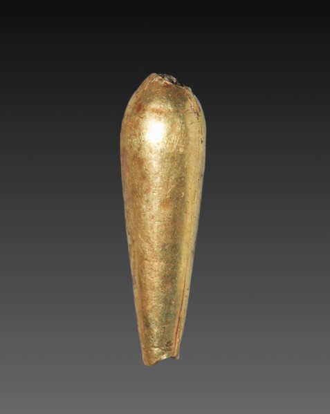 Teardrop-Shaped Bead, 1980-1801 BC. Egypt, Middle Kingdom, Dynasty 12. Gold over calcite gesso