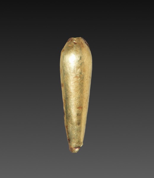 Teardrop-Shaped Bead, 1980-1801 BC. Egypt, Middle Kingdom, Dynasty 12. Gold over calcite gesso