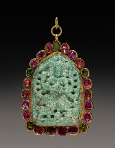 Pendant, 19th Century. Tibet, 19th century. Turquoise with semi-precious stones; overall: 3.8 cm (1