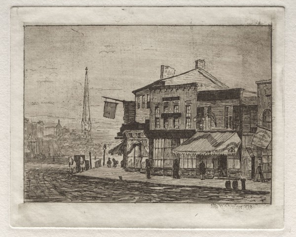 Cleveland, Woodland Avenue and Eagle Street, 1878. Otto H. Bacher (American, 1856-1909). Etching