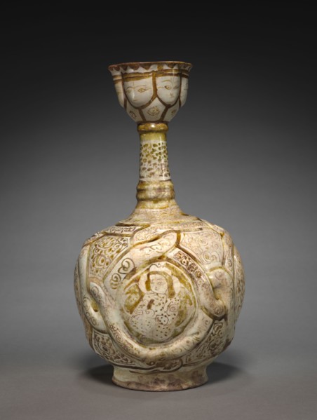 Jug, late 1100s. Iran, Rayy, Seljuk Period, late 12th Century. Fritware with luster-painted design;