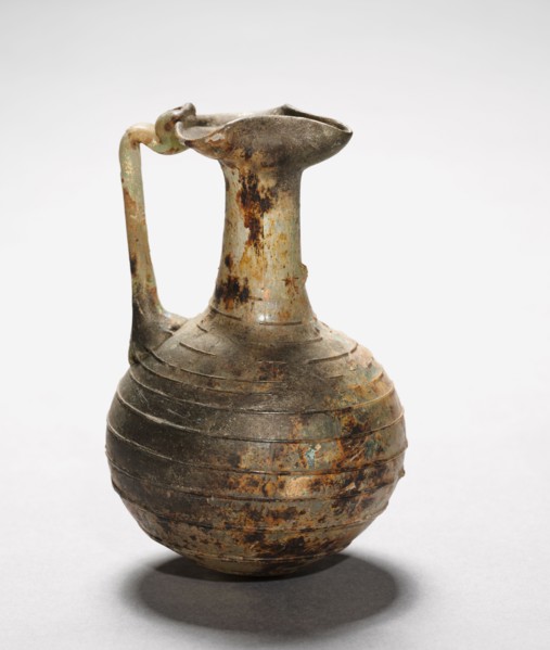 Pitcher with Handle, 100-400. Roman, Eastern Mediterranean, 2nd Century, or later. Glass; overall: