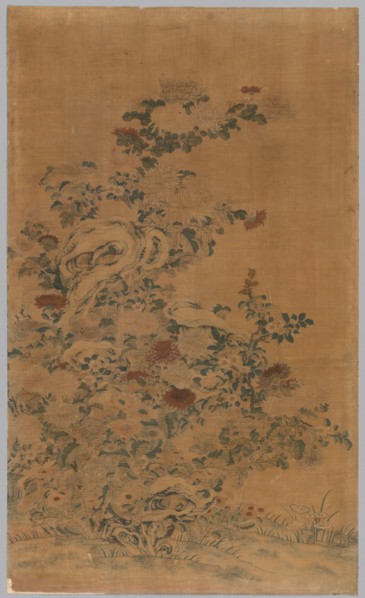 K'o Ssu Panel: Rocks and Chrysanthemums, 1700s - 1800s. China, Qing Dynasty (1644-1912). Silk,