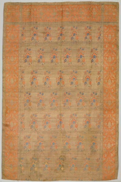 Velvet fragment from a palace curtain, 1700s. Iran. Taquete silk; overall: 190.1 x 122.6 cm (74