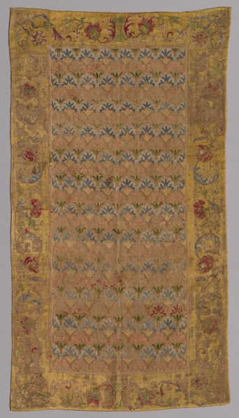 Embroidered Panel, 1600s. Italy, 17th century. Embroidery; overall: 100.3 x 181 cm (39 1/2 x 71 1/4