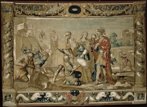 Dido shows Aeneas the plans for the fortifications of Carthage, 1679. Giovanni Francesco Romanelli