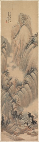 Landscapes, 1892. Ren Yu (Chinese, 1853-1901). Hanging scroll, color on paper; overall: 149.8 x 40