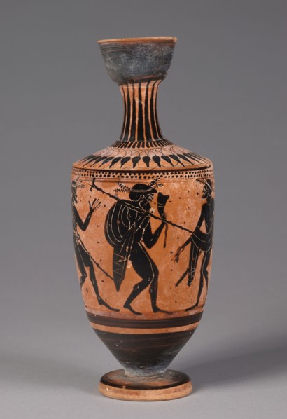 Lekythos, 400s BC. Greece, 5th Century BC. Black-figure terracotta; overall: 27 cm (10 5/8 in.).