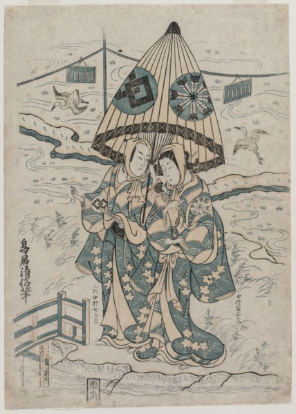 Nakamura Tomijuro and Nakamura Shichisaburo II as the Lovers Agemaki and Sukeroku, 1753. Torii