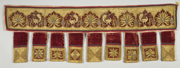 Embroidered Door Hanging, 1700s. India, 18th century. Velvet; overall: 32.4 x 97.2 cm (12 3/4 x 38