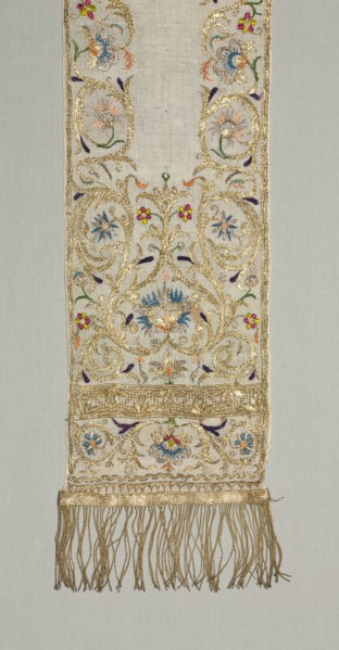 Cap (Benika), 1800s. Algeria, 19th century. Embroidery: silk and metal strips on linen tabby