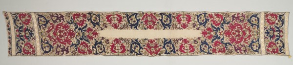 Headkerchief, 1700s. Algeria, 18th century. Embroidery: silk on linen tabby ground; overall: 260.4