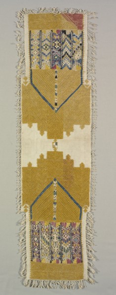 Embroidered Band for Curtain, 1800s. Morocco, Chechauen, 19th century. Embroidery: silk on linen
