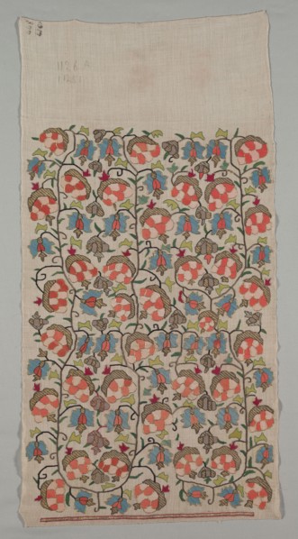 Embroidered Cover, 19th century. Turkey, 19th century. Embroidery: silk and gold filé on linen