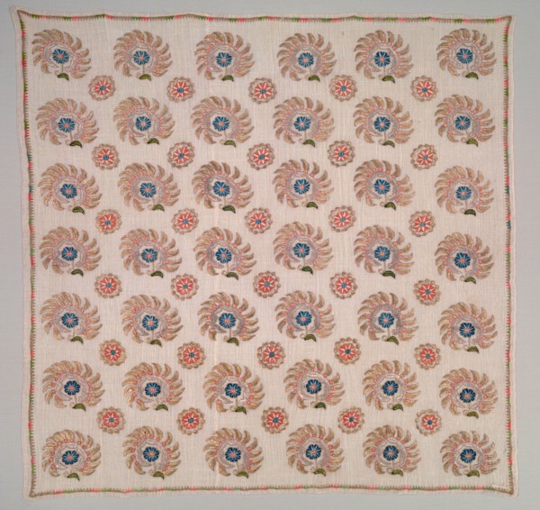 Embroidered Square, 19th century. Turkey, 19th century. Embroidery: silk, gold and silver filé on