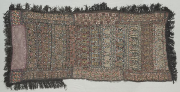 Embroidered Shawl, 18th century. Turkey, 18th century. Embroidery: silk on cotton and silk net