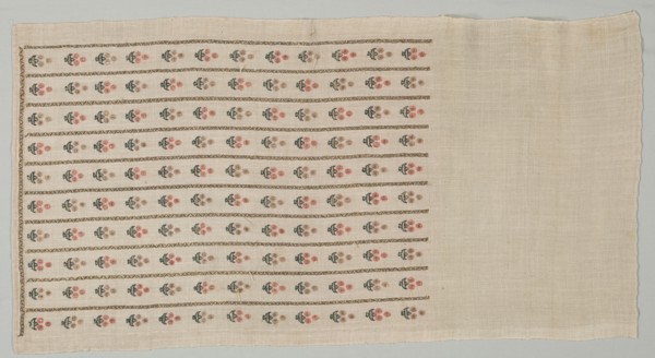 Embroidered Towel, 19th century. Turkey, 19th century. Embroidery; silk and gold filé on linen