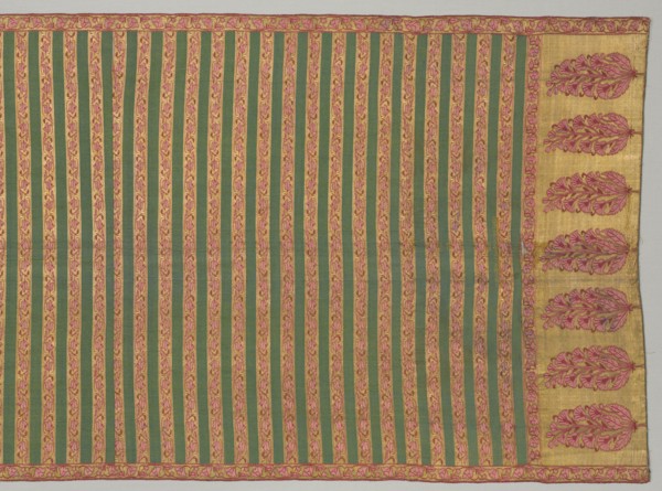 Sash with flora and banded field, 1700s. India, probably Aurangabad. Tapestry weave, double