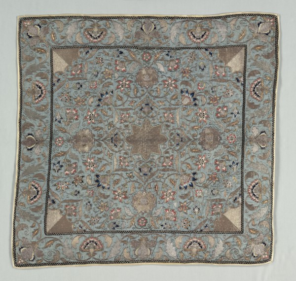 Embroidered Panel, 1700s - 1800s. India, 18th-19th century. Embroidery; silk and metallic threads;
