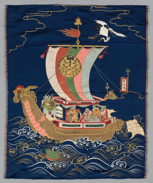 Embroidered Fukusa, late 1800s-early 1900s. Japan, late 19th-early 20th century. Embroidered silk