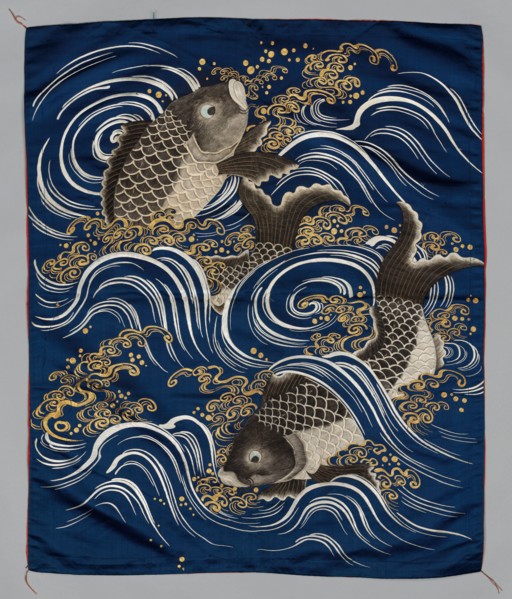 Embroidered Fukusa, late 1800s-early 1900s. Japan, late 19th-early 20th century. Embroidered silk