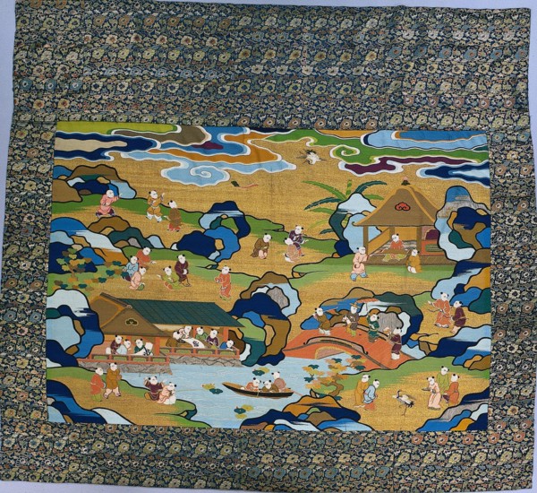 Tapestry, 1700s. China, 18th century. Tapestry weave, silk and gold thread; overall: 213.4 x 228.6