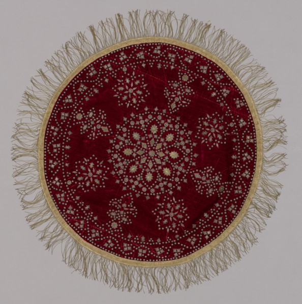 Circular Piece, 1700s. India, 18th century. Embroidery; velvet decorated with silver; overall: 81.5