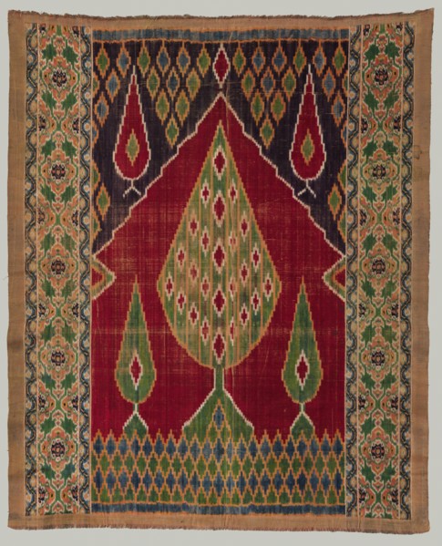 Door curtain, 1800s. Iran, Qajar period. Velvet ikat: silk; overall: 151.1 x 121.9 cm (59 1/2 x 48