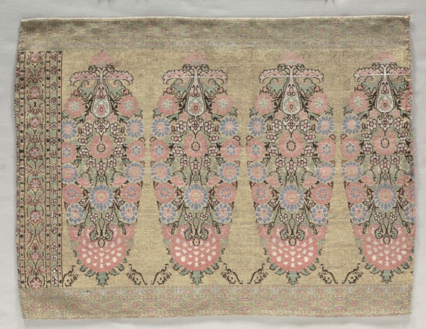 Two Pieces from a Scarf, 1700s. Iran, 18th century. Brocade; overall: 38.5 x 50.5 cm (15 3/16 x 19