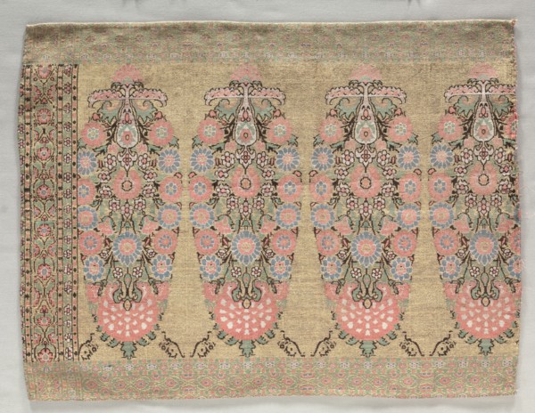 Two Pieces from a Scarf, 1700s. Iran, 18th century. Brocade; overall: 38.5 x 50.5 cm (15 3/16 x 19