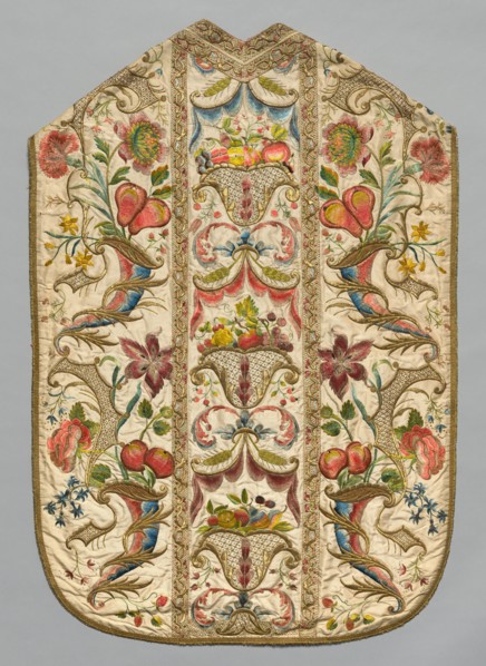 Chasuble, 1700s. Italy or Spain, 18th century. Embroidery; silk and metallic threads; overall: 113