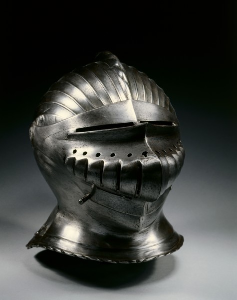 Close Helmet in Maximilian Style, c. 1510-1530. Germany, Nuremberg(?), 16th century. Steel, brass