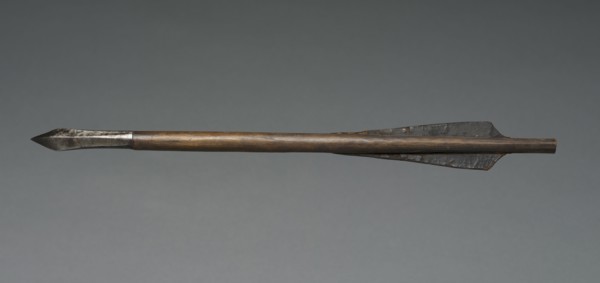 Crossbow Bolt, 1500s-1600s. Germany, 16th-17th century. Wood, leather, steel; average: 37.2 cm (14