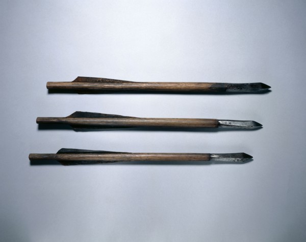 Crossbow Bolt, 1500s-1600s. Germany, 16th-17th century. Wood, leather, steel; average: 37.2 cm (14
