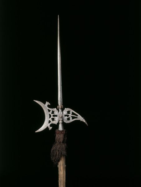 Parade Halberd, c. 1600-1650. Italy, 17th century. Steel, engraved; rectangular wood haft with