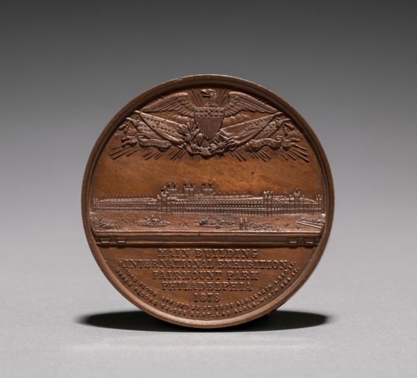 Medal: Commemorating the Centennial International Exhibition, 1876 (reverse), 1876. America, 19th