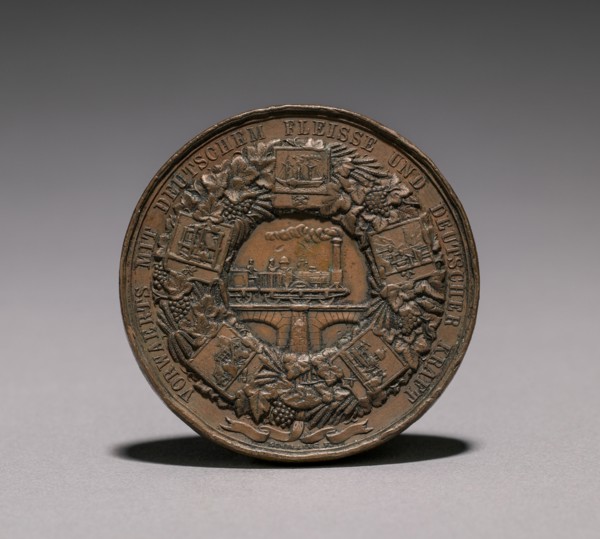 Medal Commemorating the Exhibition of Textiles, Berlin, 1844 (reverse), 1844. Emil Schilling