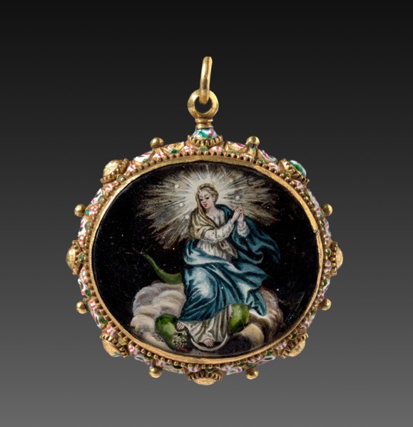 Pendant, 1600s - 1700s. Spain ?, 17th-18th century. Metal and enamel; overall: 4.8 x 4.7 cm (1 7/8