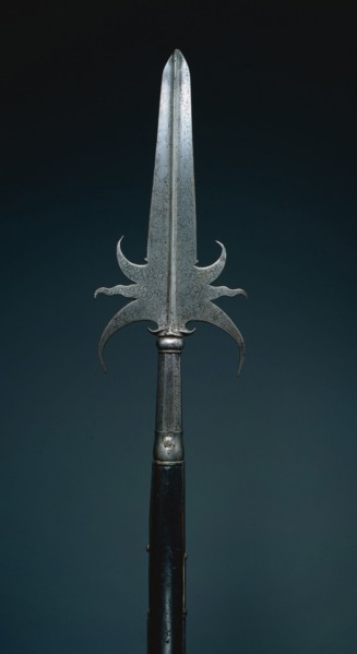 Partisan, c. 1650. France, 17th century. Steel; round wood haft; blade: 33 cm (13 in.); haft: 100.5