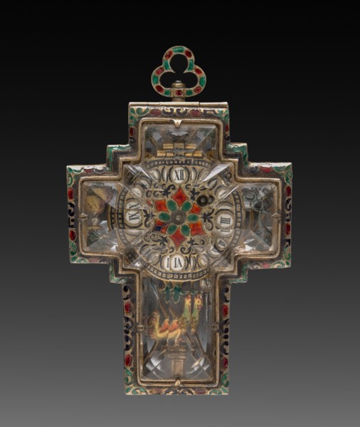 Watch, 1800s. Austria, 19th century. Crystal, gilt metal, enamel; overall: 8.3 x 5.4 x 2 cm (3 1/4