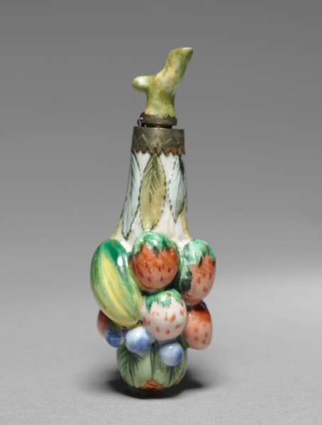 Scent Bottle, 1800s. Copy after Chelsea Porcelain Factory (British). Porcelain with gilt metal