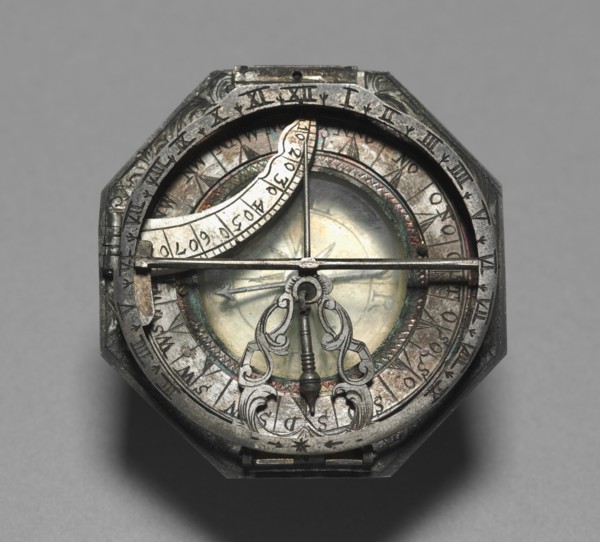 Compass and Sun Dial, 1700-1750. Germany,  Augsburg(?), 18th century. Silver; overall: 6.4 cm (2