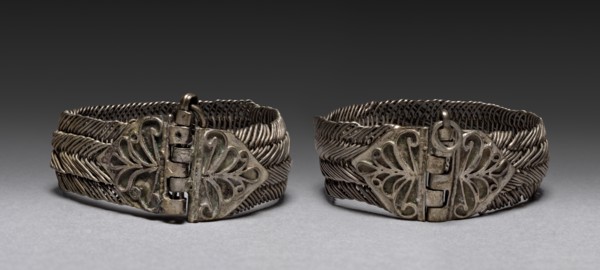 Bracelets, 1700s-1800s. Bulgaria, 18th-19th century. Silver; diameter: 6.4 cm (2 1/2 in.).