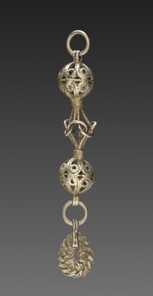 Button, 1800s. Balkans, 19th century. Silver; average: 8.3 cm (3 1/4 in.).