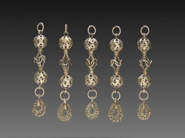 Set of Buttons, 1800s. Balkans, 19th century. Silver; average: 8.3 cm (3 1/4 in.).
