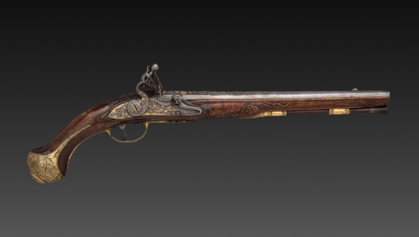 Pair of Flintlock Pistols, early 1700s. Franco-Flemish, Liège, early 18th century. Steel with gold
