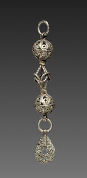 Button, 1800s. Balkans, 19th century. Silver; average: 8.3 cm (3 1/4 in.).