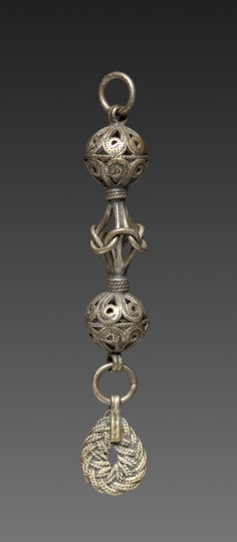 Button, 1800s. Balkans, 19th century. Silver; average: 8.3 cm (3 1/4 in.).