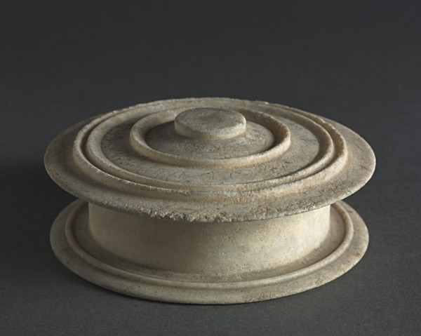 Pyxis, 300s BC. Greece, Attic, 4th Century BC. Marble; diameter: 7.7 cm (3 1/16 in.); overall: 4.6